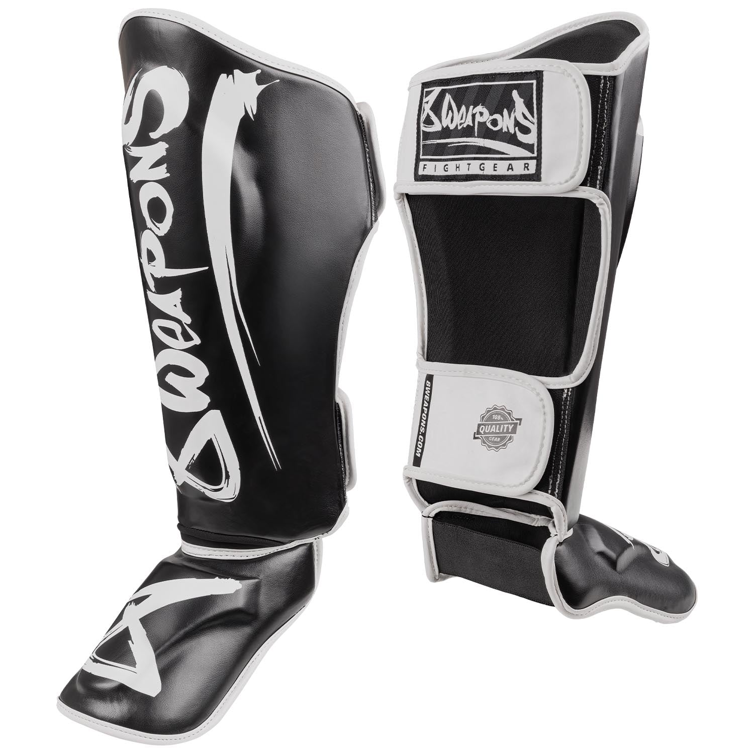 8 WEAPONS Shin Guards, Unlimited 2.0, black-white – 8 WEAPONS