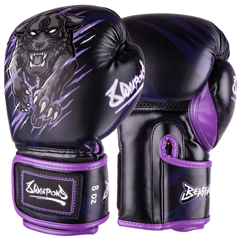 8 WEAPONS Boxing Gloves, Kids, Beastial Panther, black-purple