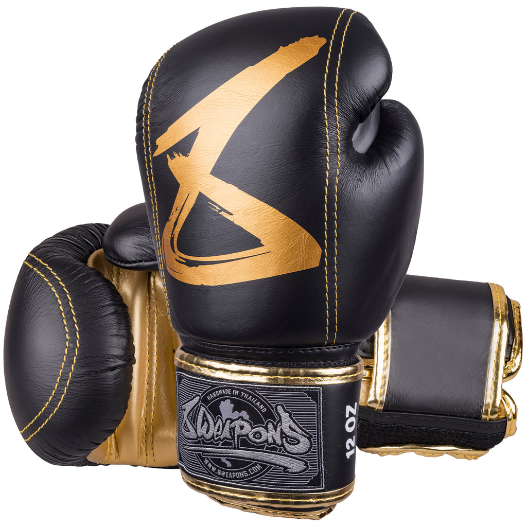 8 WEAPONS Boxing Gloves, Premium Leather, black-gold