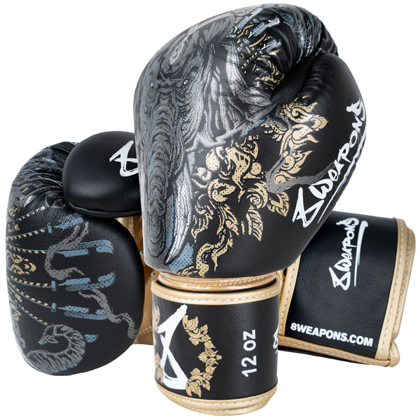 8 WEAPONS Boxing Gloves, Three Elephants 2.0, black-gold