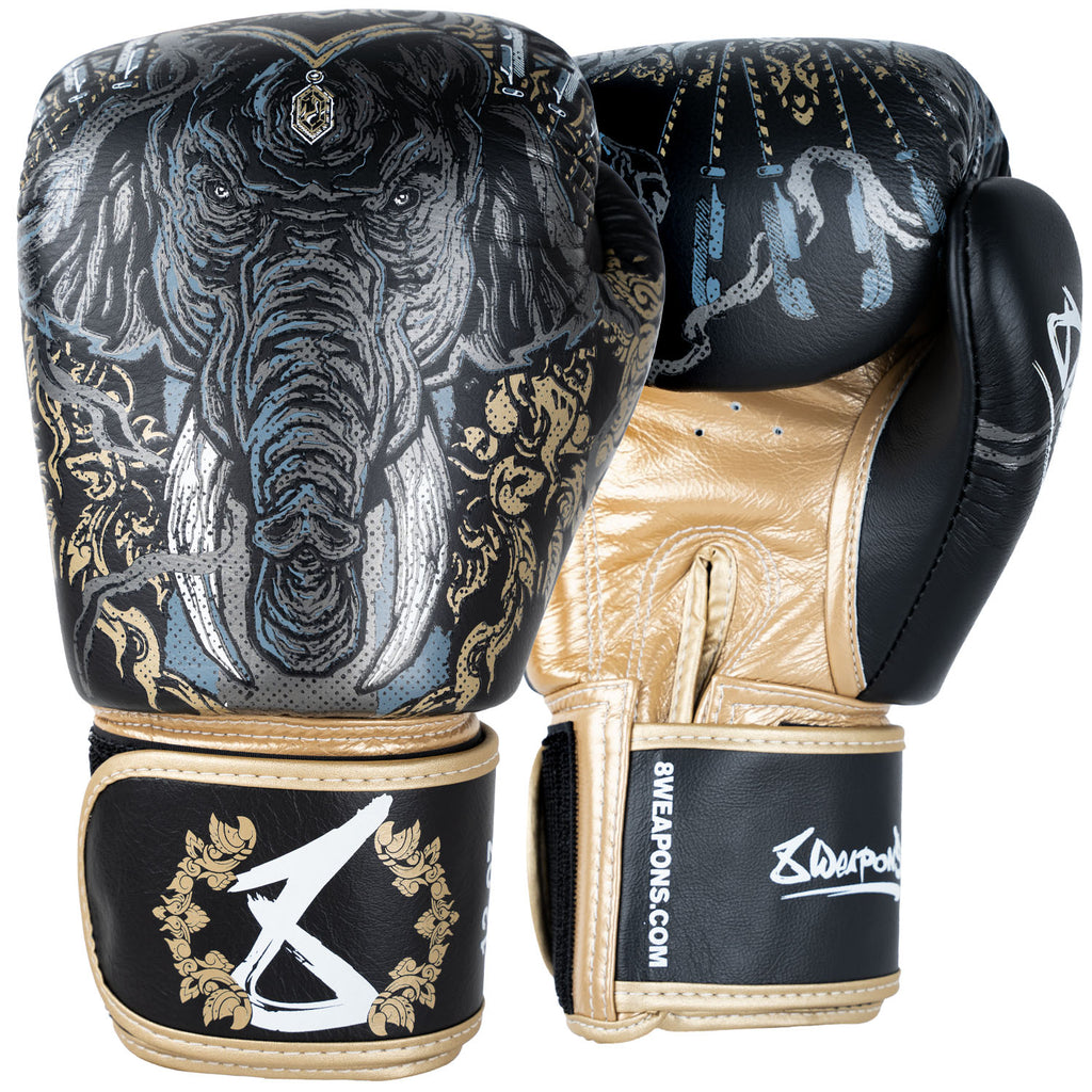 8 WEAPONS Boxing Gloves, Three Elephants 2.0, black-gold