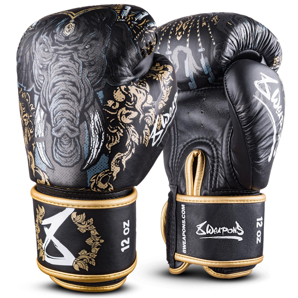 8 WEAPONS Boxing Gloves, Three Elephants 2.0, black-gold