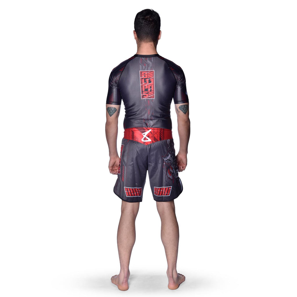 8 WEAPONS Fight Shorts, Samurai 2.0, black-red – 8 WEAPONS