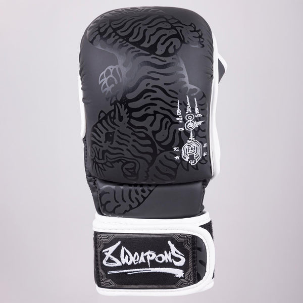 8 WEAPONS MMA Sparring Gloves, Sak Yant Big Tiger, black-black