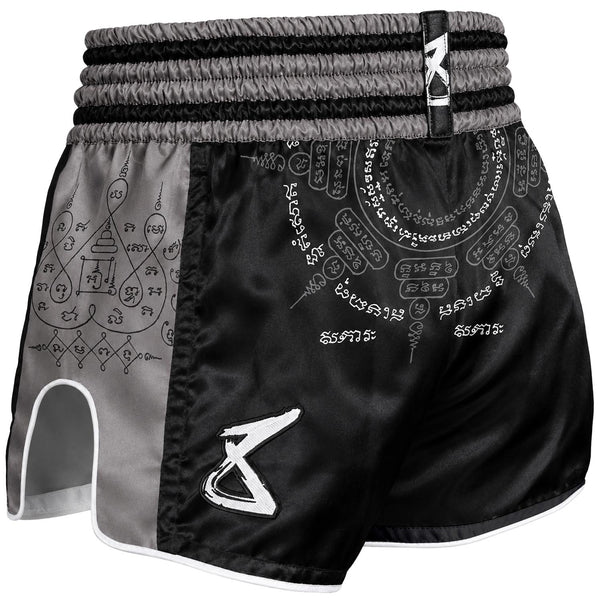 8 WEAPONS Muay Thai Shorts, 8 Ways Yant 2.0, black-black