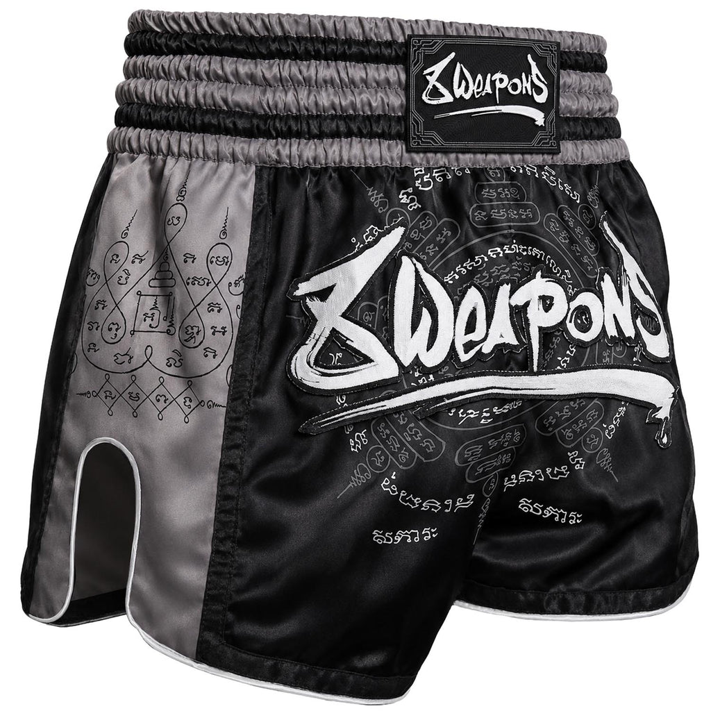 8 WEAPONS Muay Thai Shorts, 8 Ways Yant 2.0, black-black