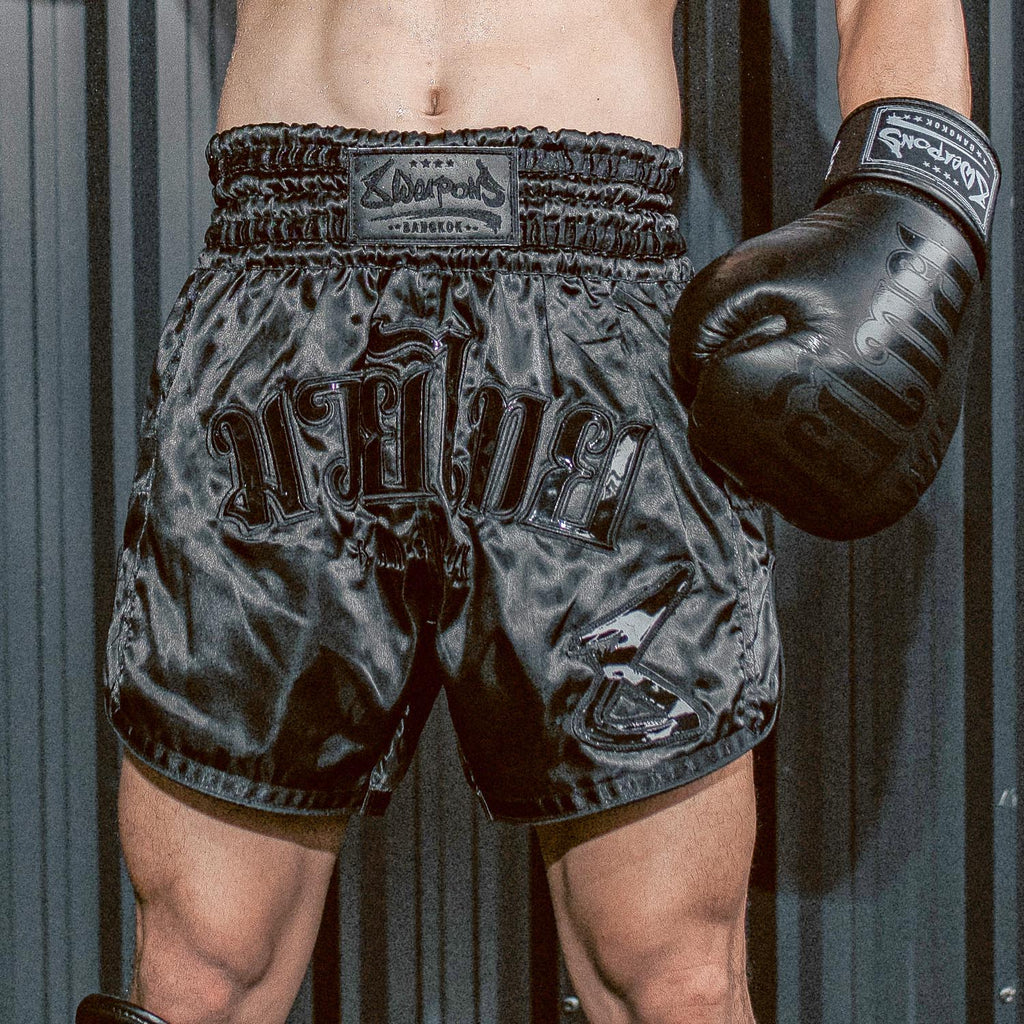 muay thai gear bangkok 8 WEAPONS Muay Thai Shorts, Bangkok, black-black – 8 WEAPONS Fightgear Shop