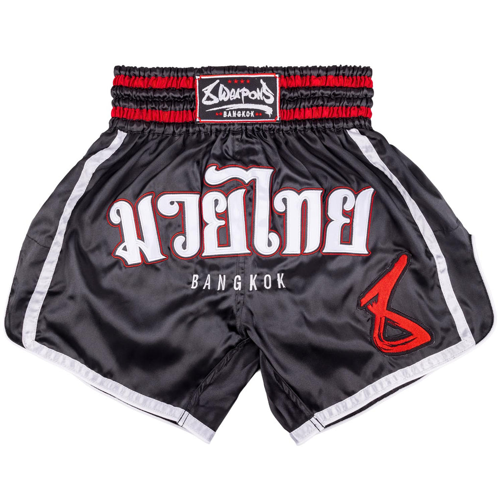 8 WEAPONS Muay Thai Shorts, Bangkok, black-white