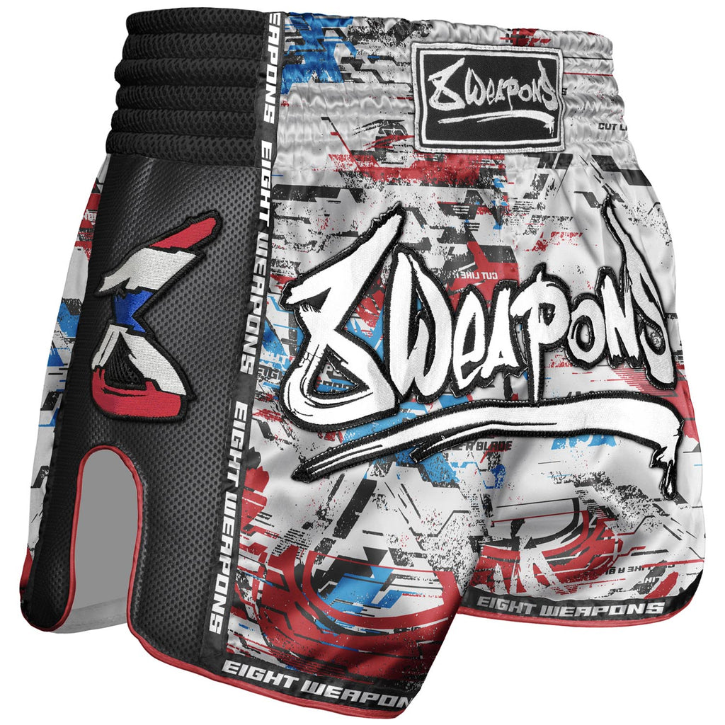 8 WEAPONS Muay Thai Shorts, Cut like a Blade 2.0, white