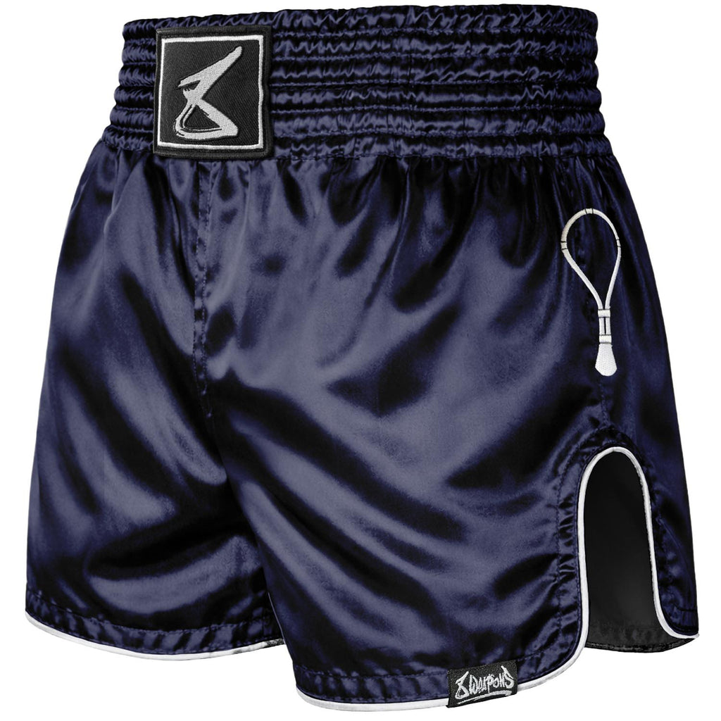 8 WEAPONS Muay Thai Shorts, Mongkol, navy-white