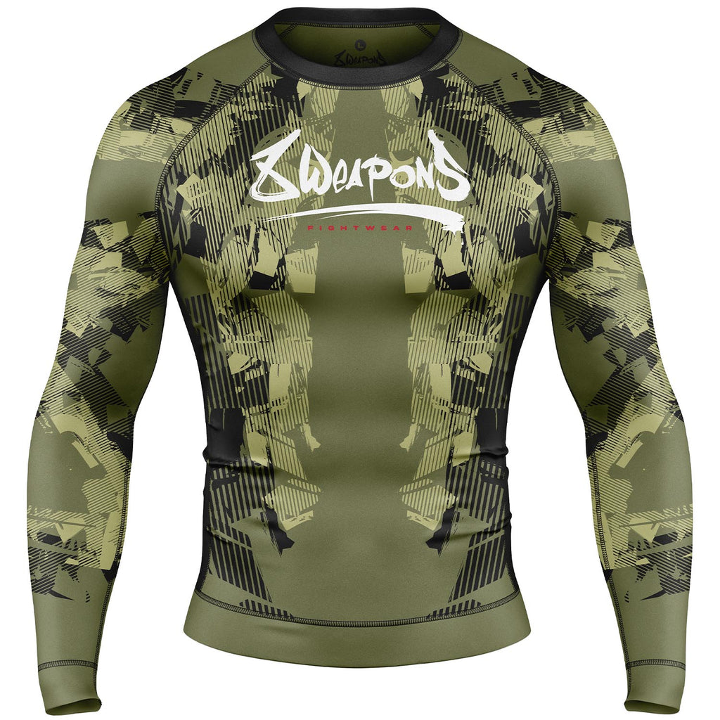 8 WEAPONS Rashguard, L/S, Hit 2.0, olive-black