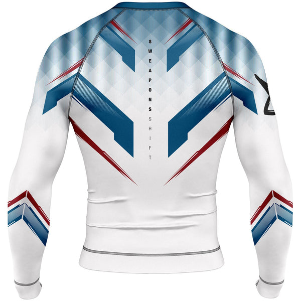 8 WEAPONS Rashguard, L/S, Shift, white-navy-red