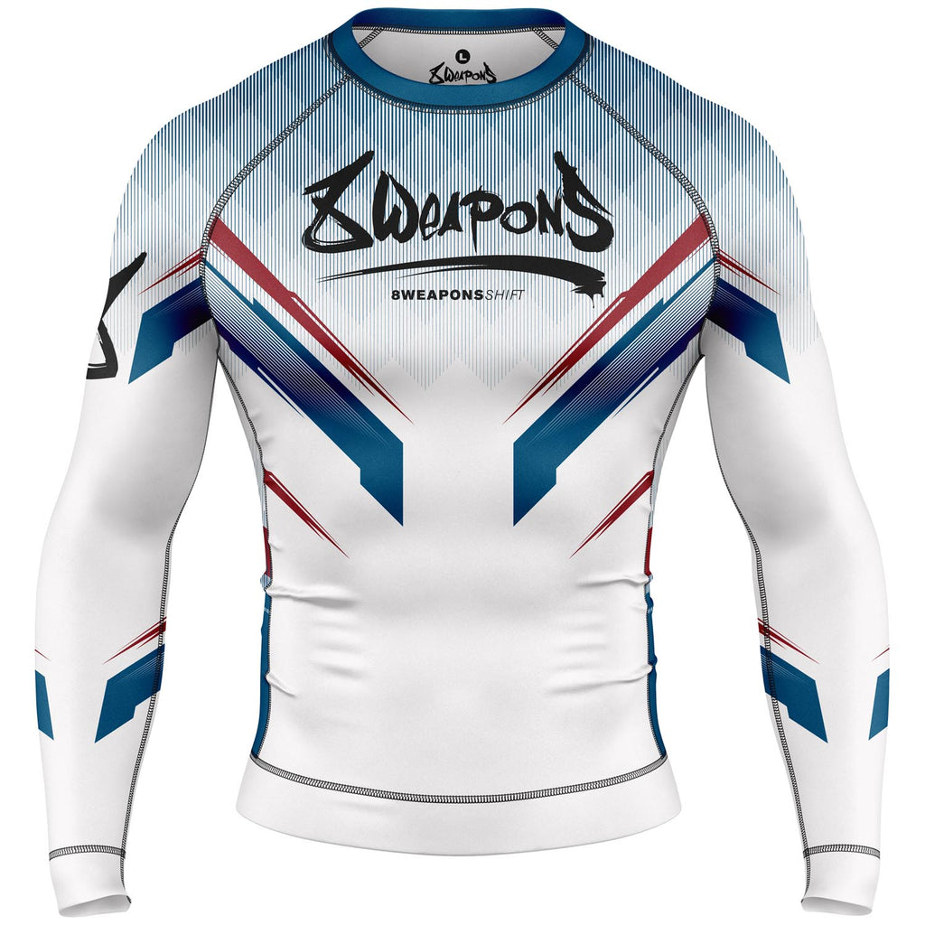 8 WEAPONS Rashguard, L/S, Shift, white-navy-red