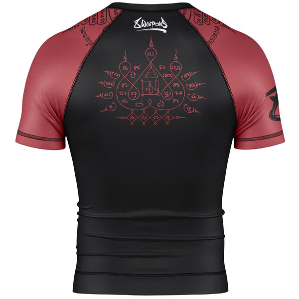 8 WEAPONS Rashguard, S/S, 8 Ways Yant 2.0, black-bordeaux