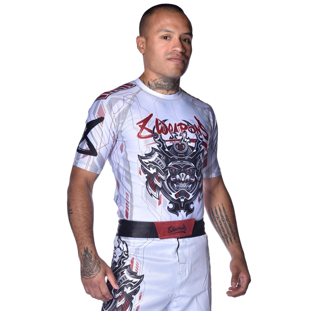 8 WEAPONS Rashguard, S/S, Samurai 2.0, white-red – 8 WEAPONS