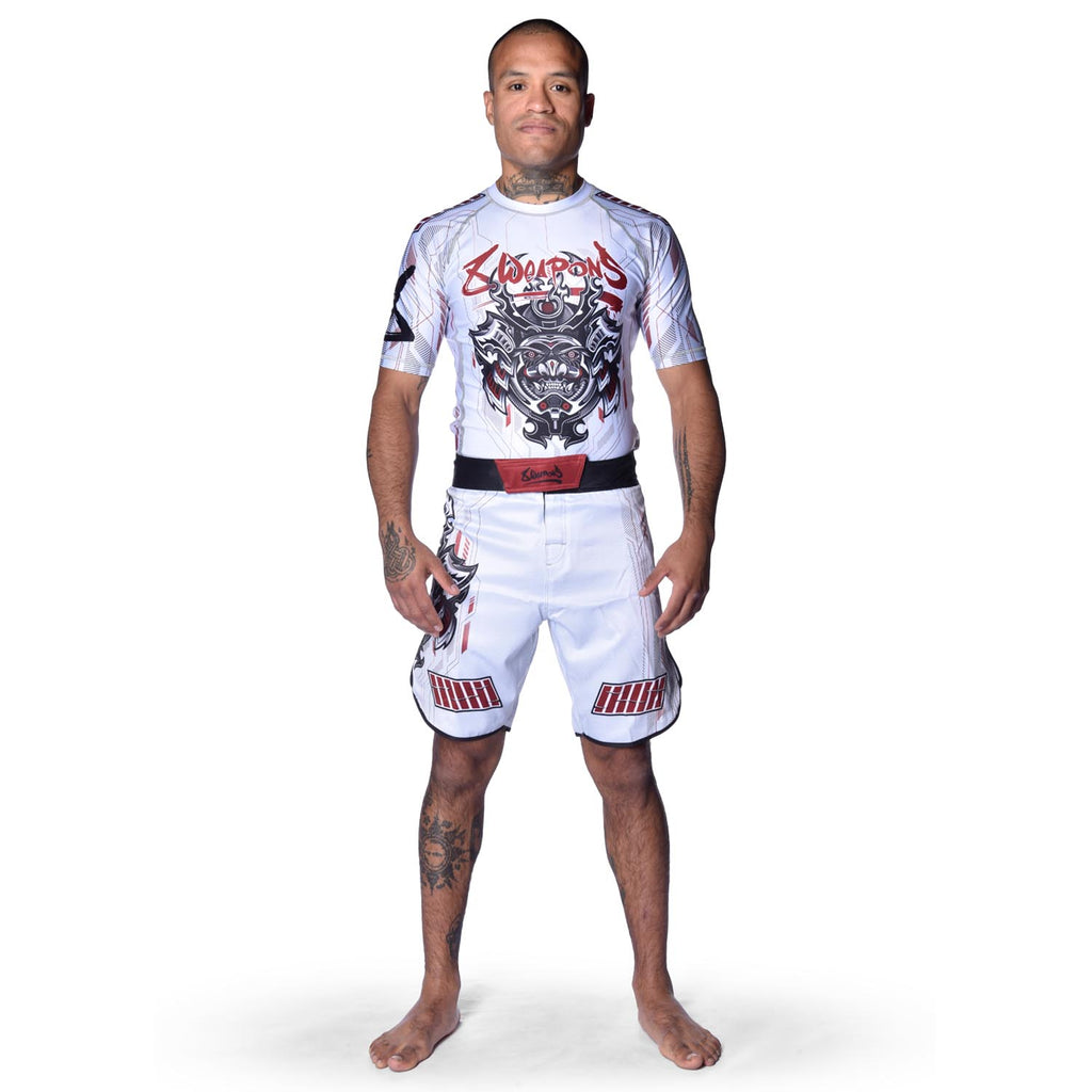 8 WEAPONS Rashguard, S/S, Samurai 2.0, white-red – 8 WEAPONS
