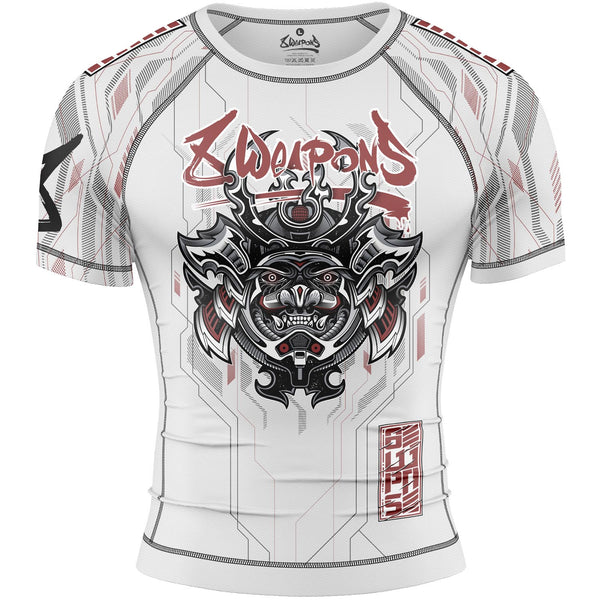 8 WEAPONS Rashguard, S/S, Samurai 2.0, white-red