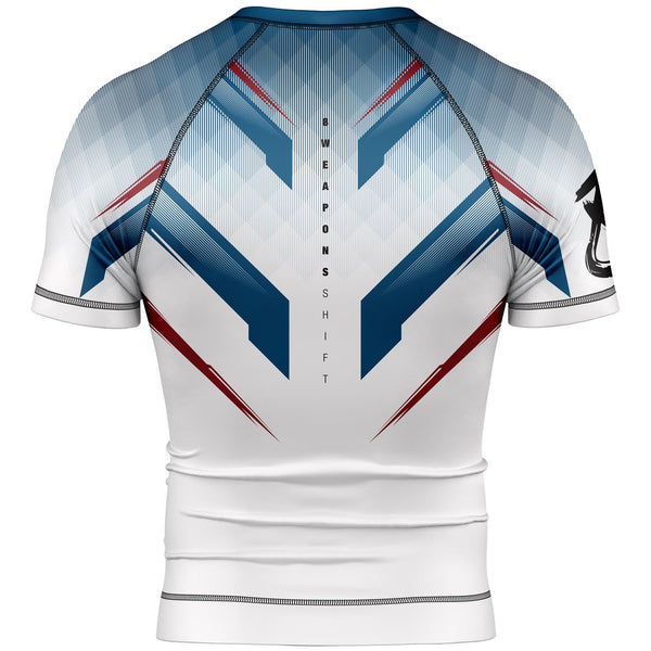 8 WEAPONS Rashguard, S/S, Shift, white-navy-red