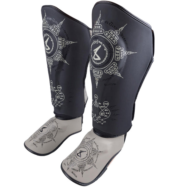 8 WEAPONS Shin Guards, 8 Ways Yant, black-sand