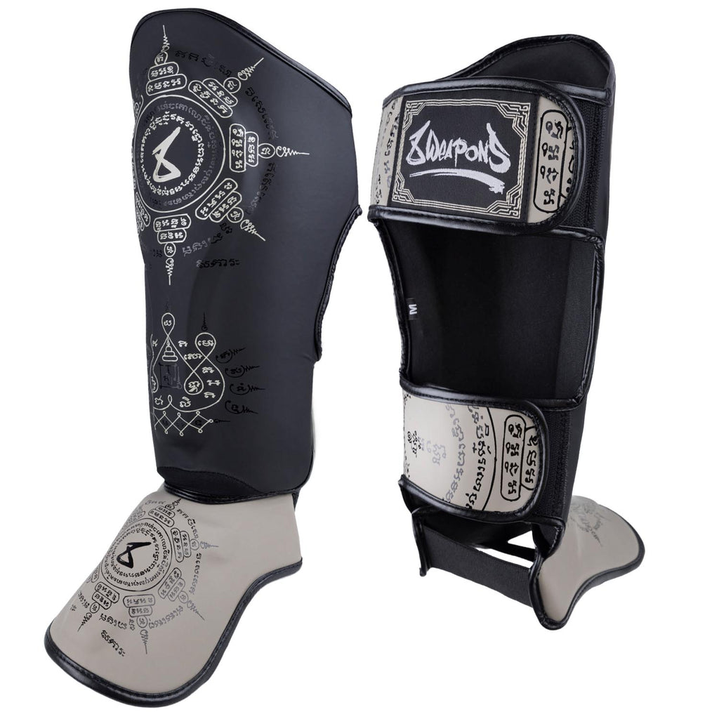 8 WEAPONS Shin Guards, 8 Ways Yant, black-sand