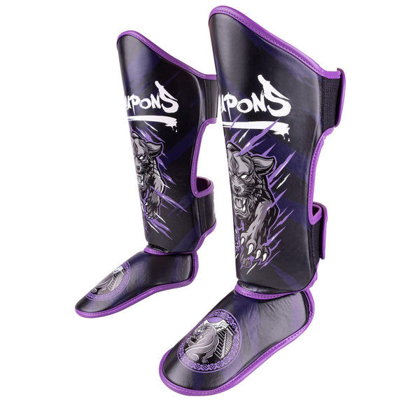 8 WEAPONS Shin Guards, Kids, Beastial Panther, black-purple
