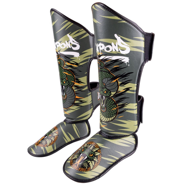 8 WEAPONS Shin Guards, Kids, Beastial Viper, khaki