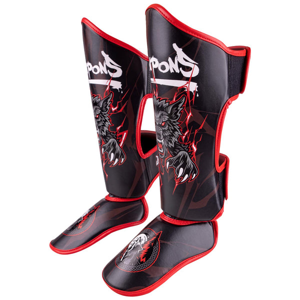 8 WEAPONS Shin Guards, Kids, Beastial Wolf, black-red