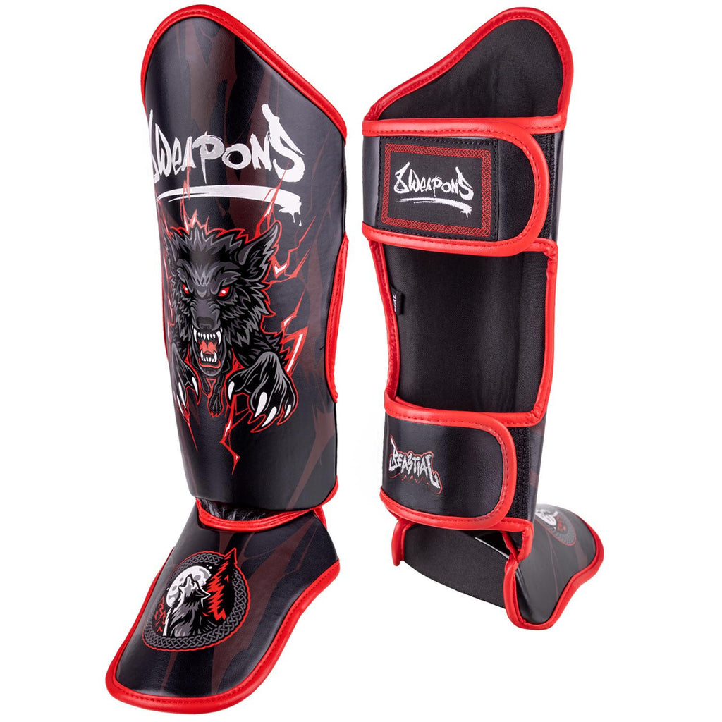 8 WEAPONS Shin Guards, Kids, Beastial Wolf, black-red