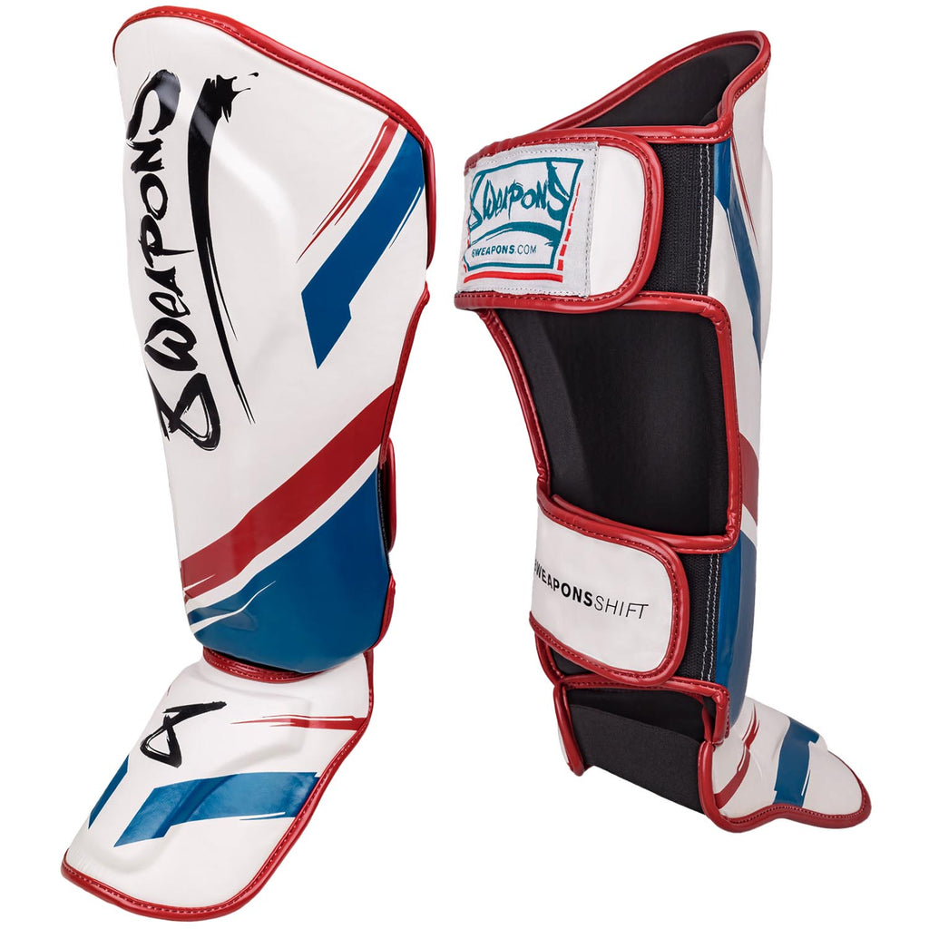 8 WEAPONS Shin Guards, Shift, white-navy-red