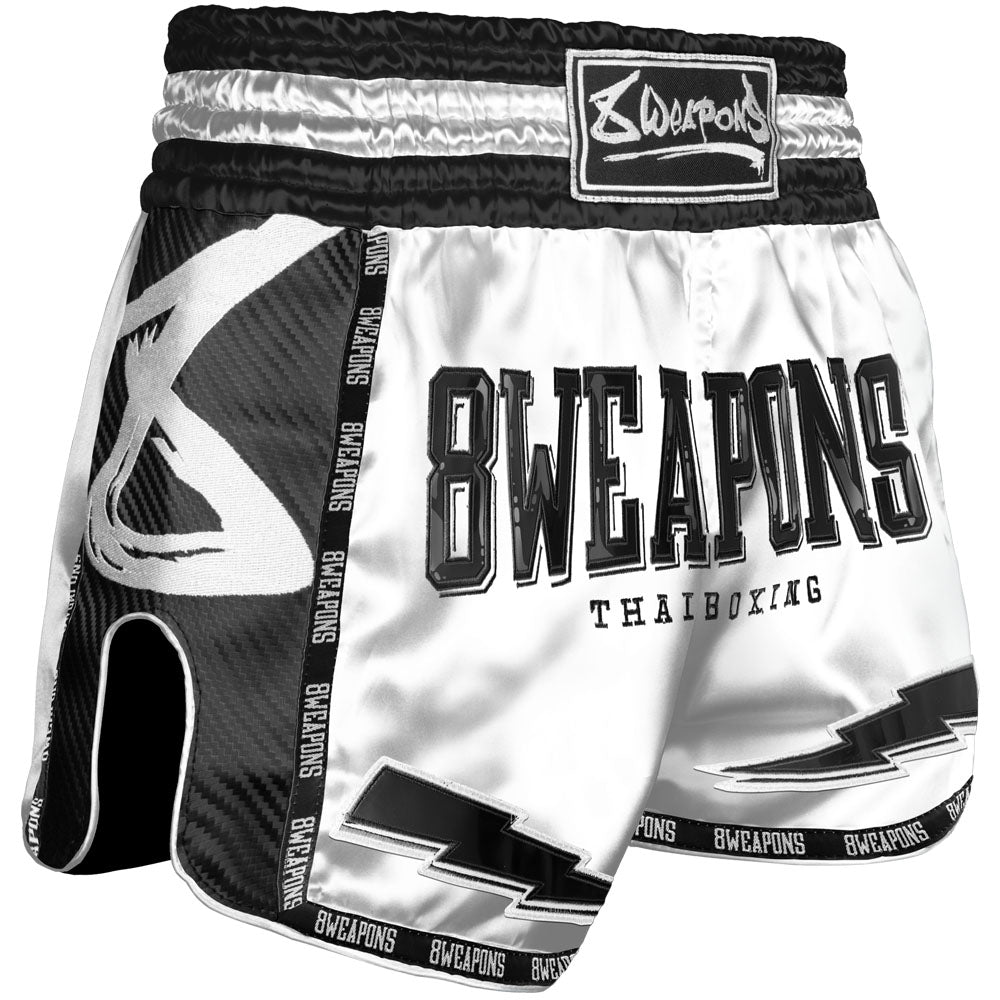 8 WEAPONS Muay Thai Shorts, Carbon, Snow Night, white