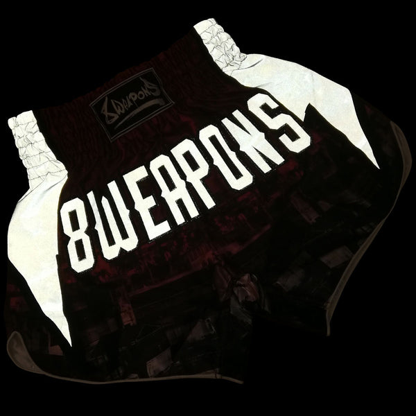 8 WEAPONS Muay Thai Shorts, Lightning, Red City