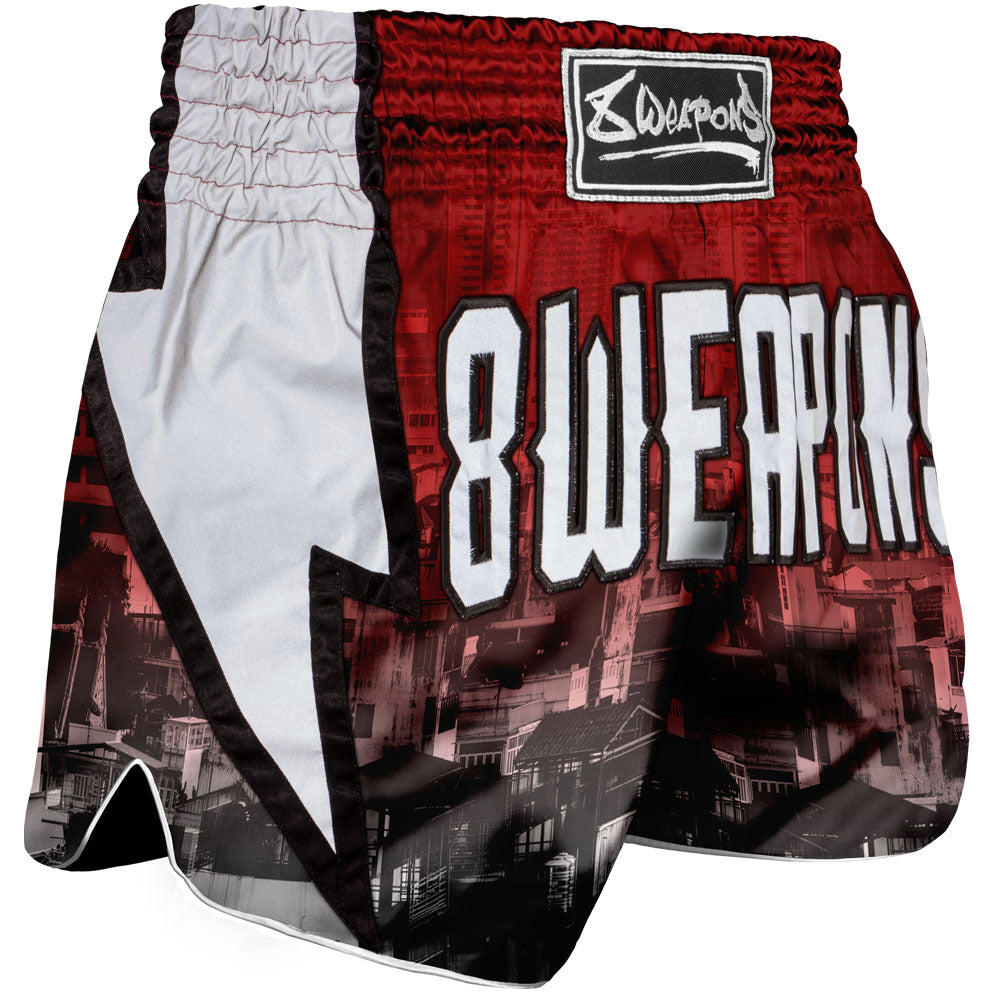 8 WEAPONS Muay Thai Shorts, Lightning, Red City